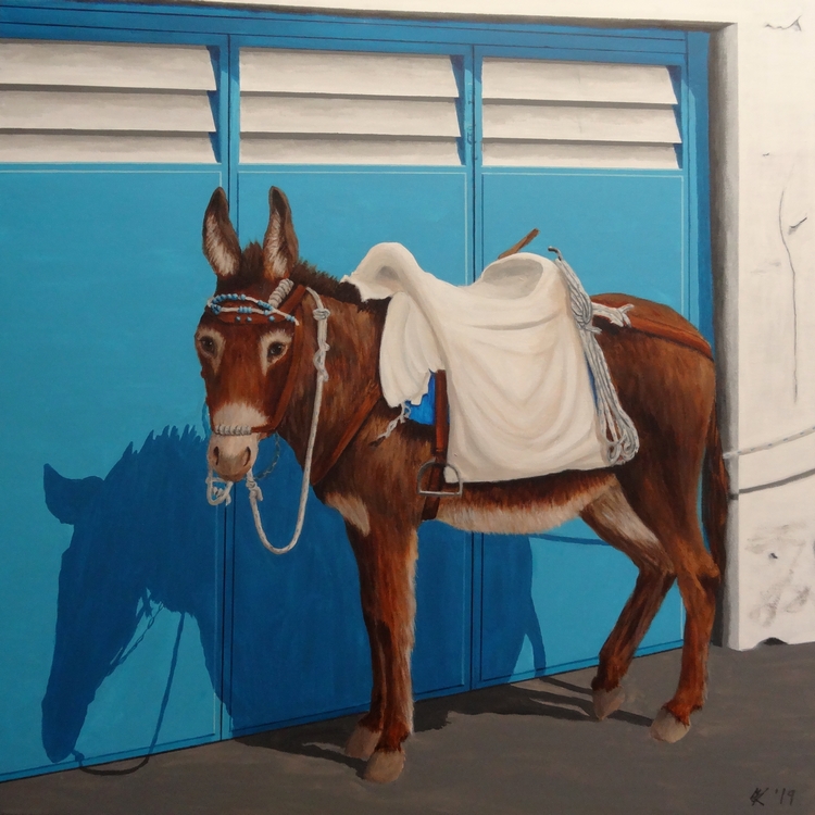 Schilderij van een Griekse ezel