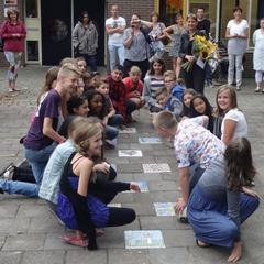 Hopscotch of glass mosaic for primary school hetBaken in Harderwijk