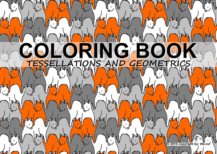 Kleurboek voor volwassenen met tessellaties en geometrische kleurplaten in A4 formaat.